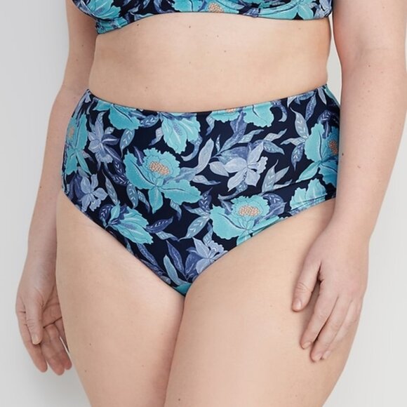 NEW Plus Size 4X Old Navy Womens Swimsuit Bikini Set Floral High Waist Bottoms - Picture 3 of 9